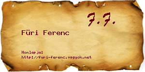 Füri Ferenc névjegykártya